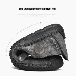 Men's Breathable Hand-Stitching Leather Slip-On Comfortable Shoes