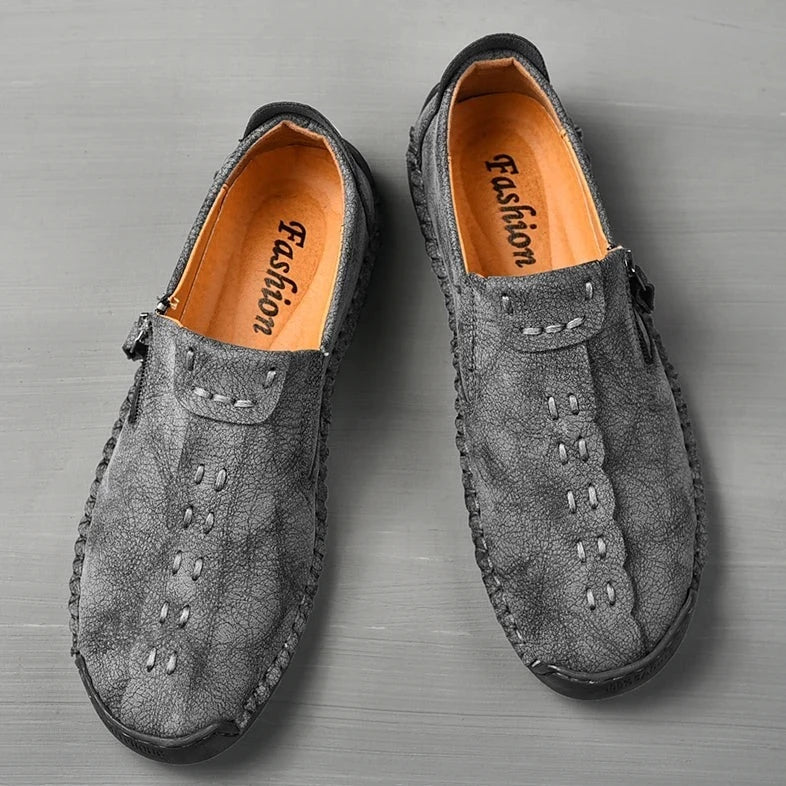 Men's Breathable Hand-Stitching Leather Slip-On Comfortable Shoes