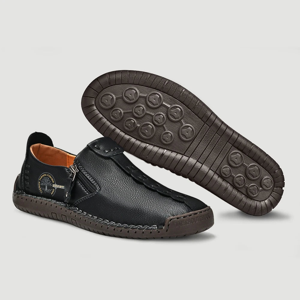 Men's Breathable Hand-Stitching Leather Slip-On Comfortable Shoes