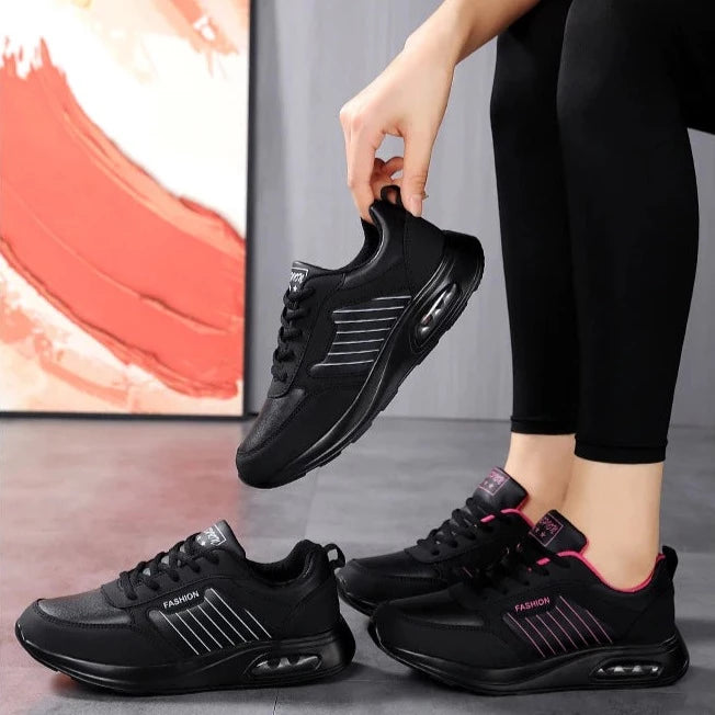 Women's High Quality Waterproof Black Running Sneakers