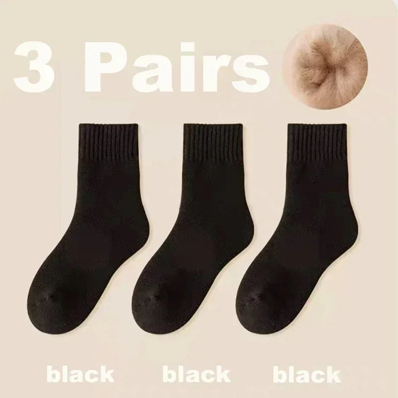 3 Pairs Women Soft Thick Plush Wool Socks