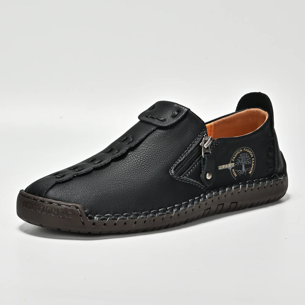 Men's Breathable Hand-Stitching Leather Slip-On Comfortable Shoes