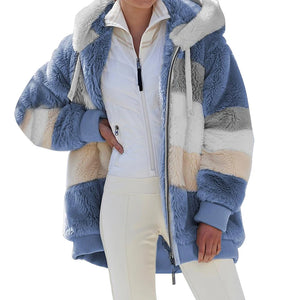 Women's Warm Long Cashmere Hooded with Zipper Coats