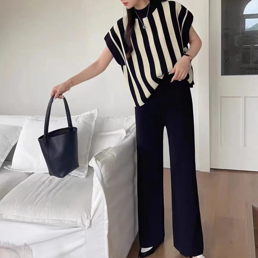 Women's Long Sleeve Sweater + Wide Leg Pants 2 Piece Sets