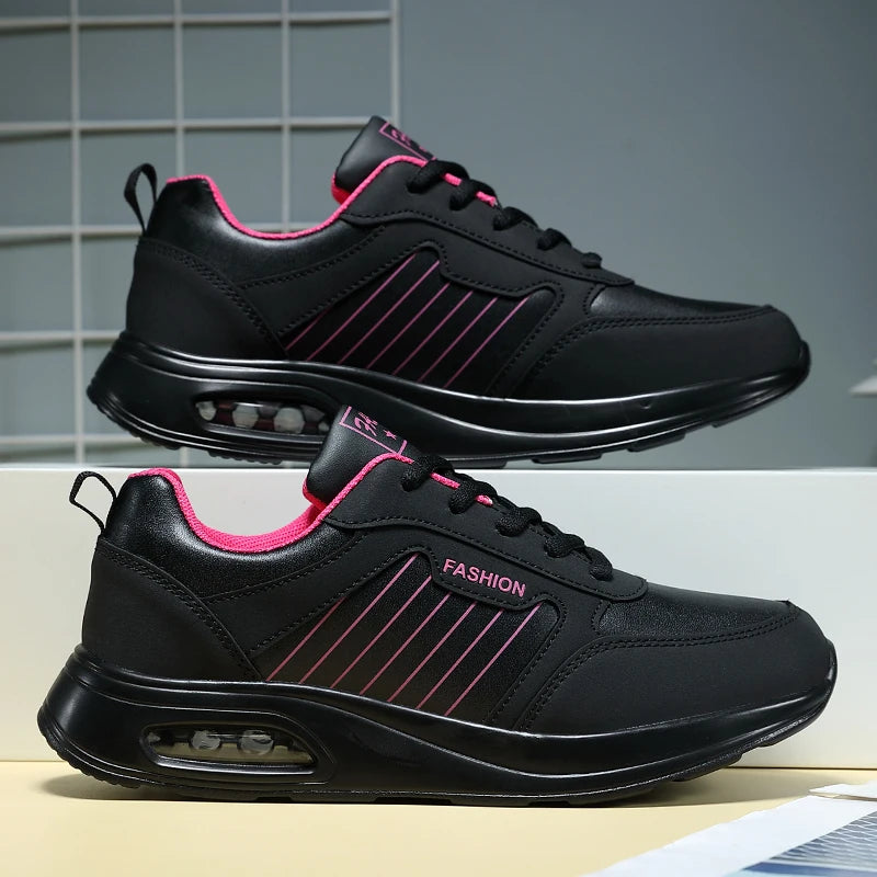 Women's High Quality Waterproof Black Running Sneakers