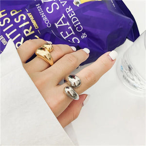 Women's Gold & Silver Plated Thick Dome Big Large Bold Open Finger Rings