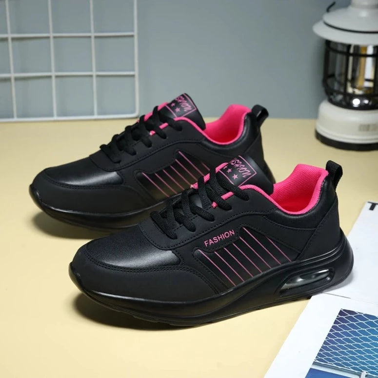 Women's High Quality Waterproof Black Running Sneakers