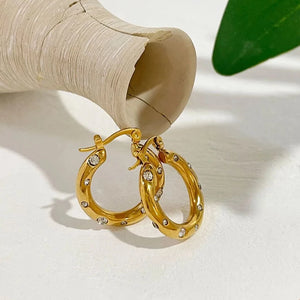 Women's Stunning Titanium Steel Gold Plated Earrings