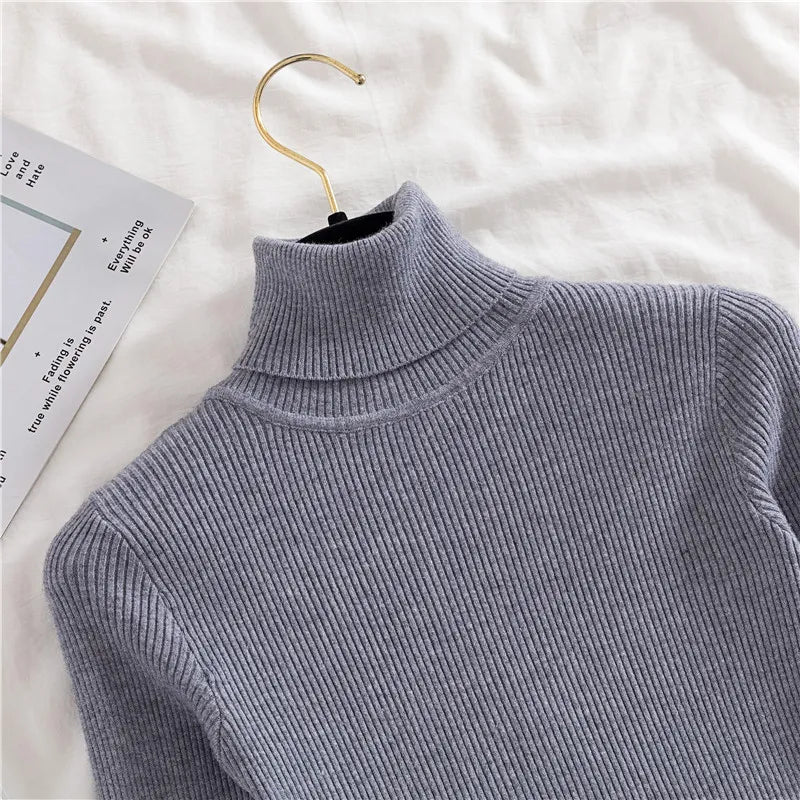 Women's Soft Turtleneck Cashmere Sweater Knitted Pullovers