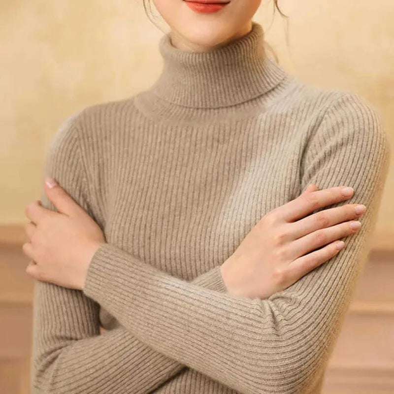 Women's Soft Turtleneck Cashmere Sweater Knitted Pullovers