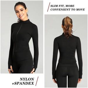 Women's Slim Fit Long Sleeve Tracksuit Jacket Fitness Yoga Gym Workout Sweatshirts