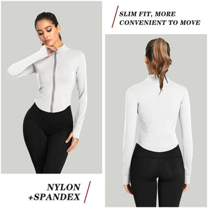 Women's Slim Fit Long Sleeve Tracksuit Jacket Fitness Yoga Gym Workout Sweatshirts