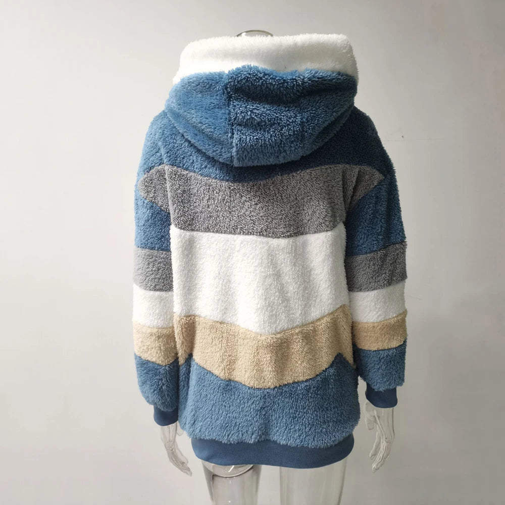 Women's Warm Long Cashmere Hooded with Zipper Coats