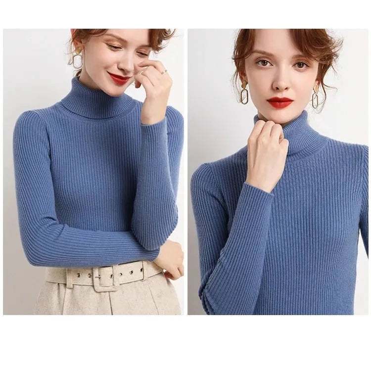 Women's Soft Turtleneck Cashmere Sweater Knitted Pullovers