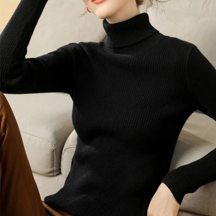 Women's Soft Turtleneck Cashmere Sweater Knitted Pullovers