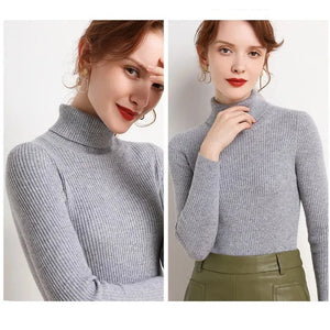 Women's Soft Turtleneck Cashmere Sweater Knitted Pullovers