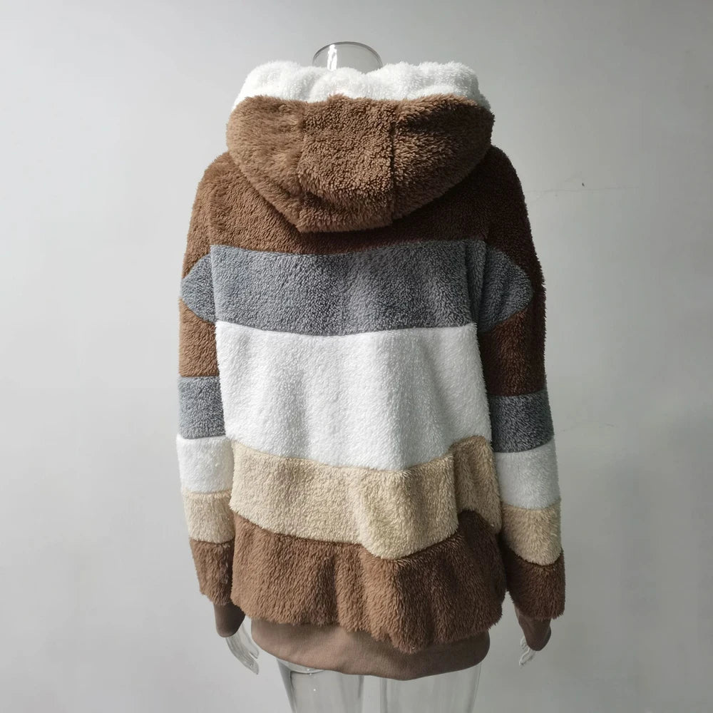 Women's Warm Long Cashmere Hooded with Zipper Coats