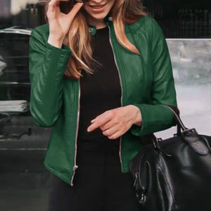 Women's Slim Fit Biker Faux Leather Zipper Jackets