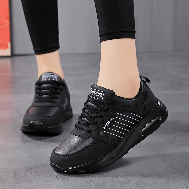 Women&#39;s High Quality Waterproof Black Running Sneakers