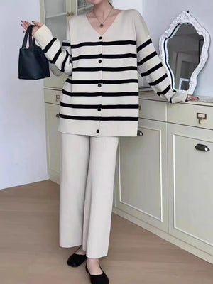Women's Long Sleeve Sweater + Wide Leg Pants 2 Piece Sets