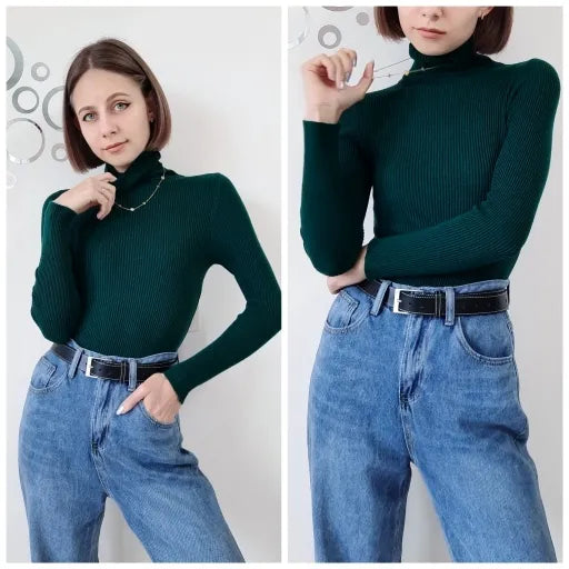 Women's Soft Turtleneck Cashmere Sweater Knitted Pullovers