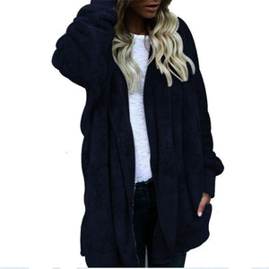 Women's Plus Size Warm Double Sided Velvet Hooded Jackets