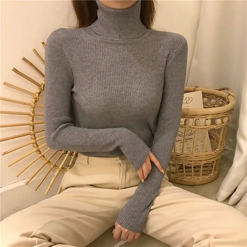 Women's Soft Turtleneck Cashmere Sweater Knitted Pullovers