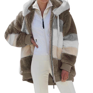 Women's Warm Long Cashmere Hooded with Zipper Coats