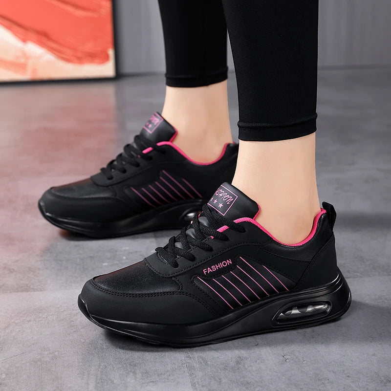 Women's High Quality Waterproof Black Running Sneakers