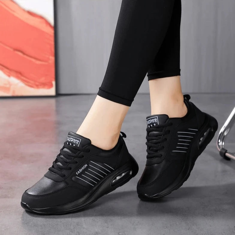 Women's High Quality Waterproof Black Running Sneakers