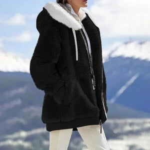 Women's Cashmere Warm Long Hooded with Zipper Coats