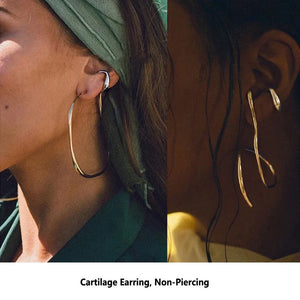 Women's Geometric Round Ear Cuff Minimalist Cartilage Earrings without Piercing