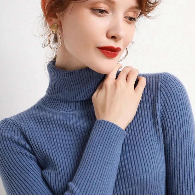 Women's Soft Turtleneck Cashmere Sweater Knitted Pullovers