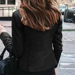 Women's Slim Fit Biker Faux Leather Zipper Jackets