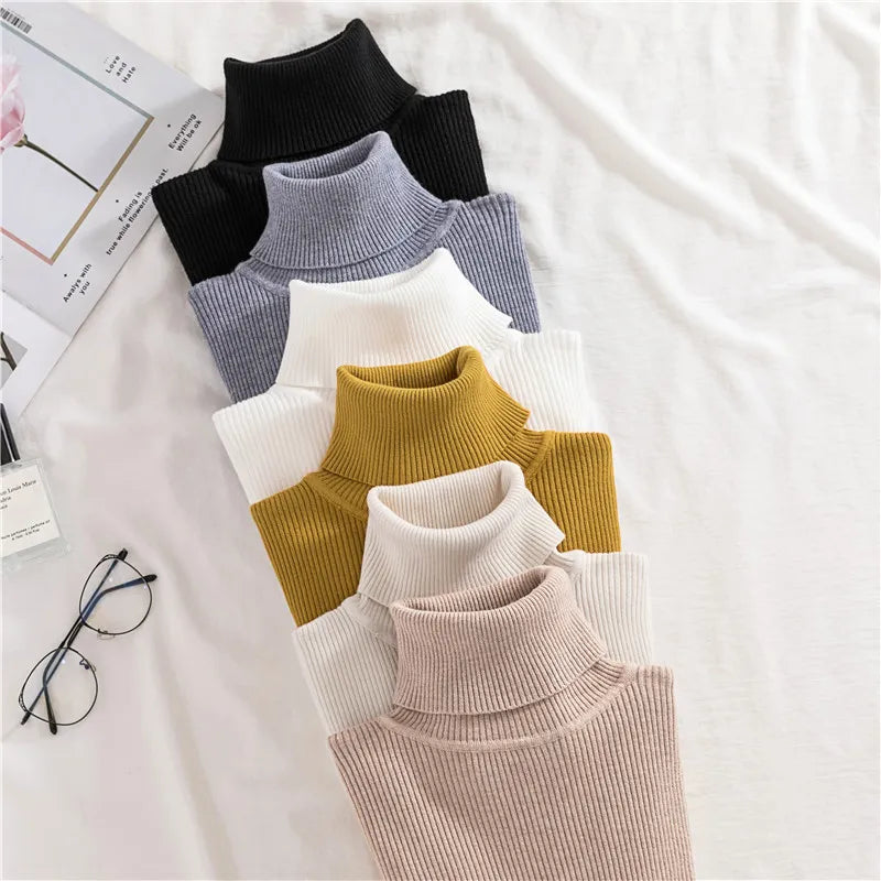 Women's Soft Turtleneck Cashmere Sweater Knitted Pullovers