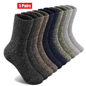 Men’s 5 Pairs Warm Wool Thick Cotton Socks