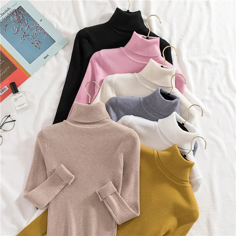 Women's Soft Turtleneck Cashmere Sweater Knitted Pullovers