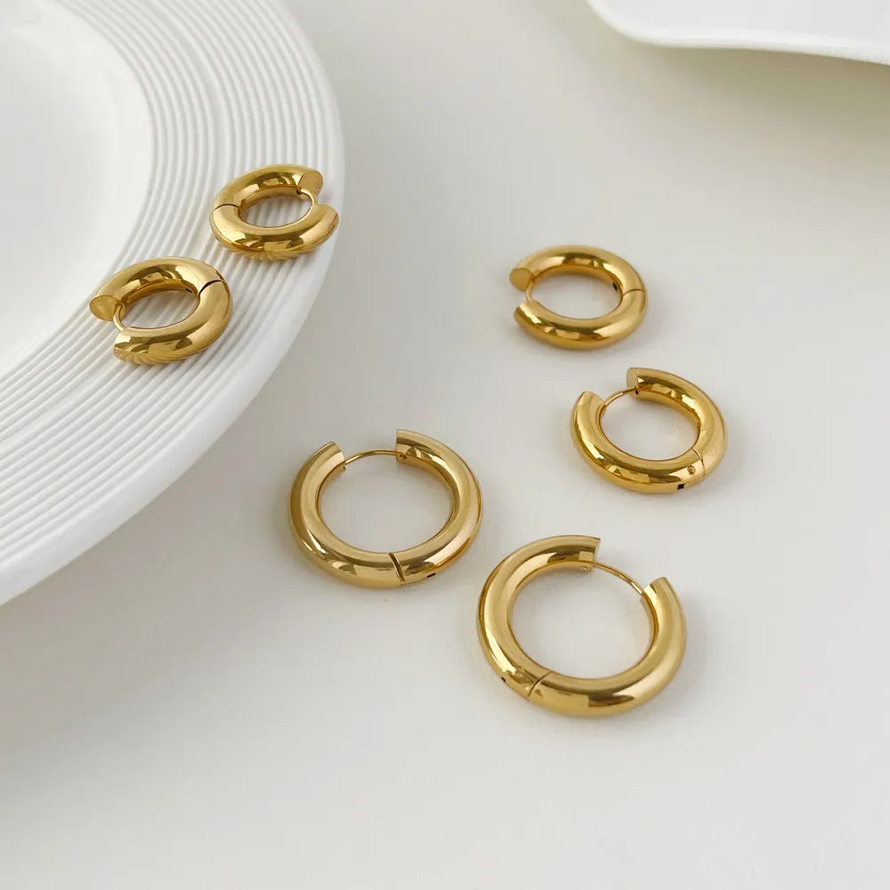 Women's 3 Sizes Minimalist Classic Round Hoop Earrings