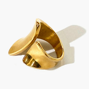 Women's Bold 18K PVD Gold Plated Wide Open Rings