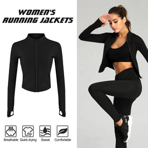 Women's Slim Fit Long Sleeve Tracksuit Jacket Fitness Yoga Gym Workout Sweatshirts