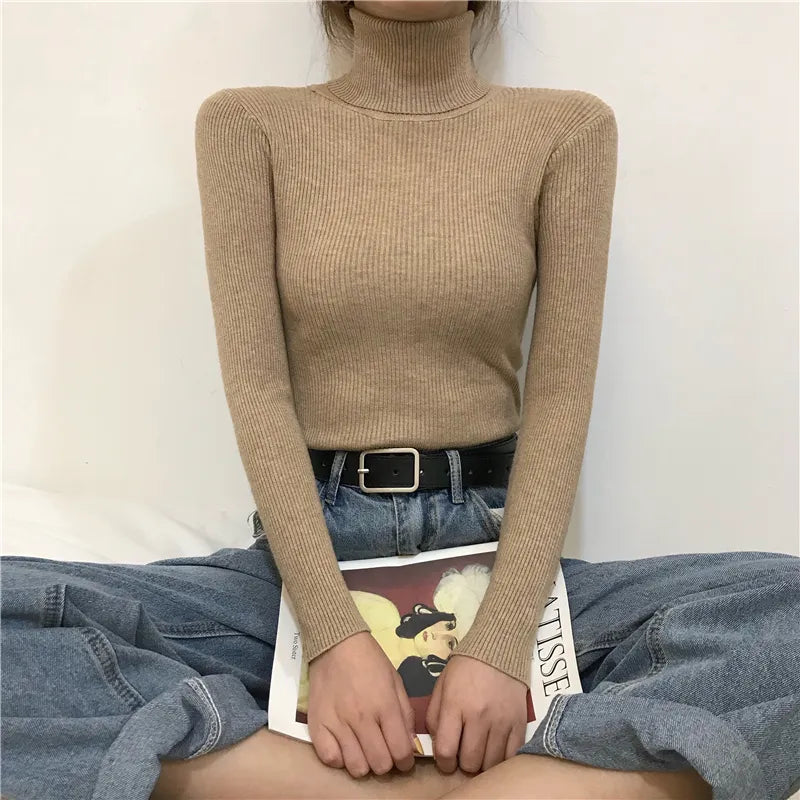 Women's Soft Turtleneck Cashmere Sweater Knitted Pullovers