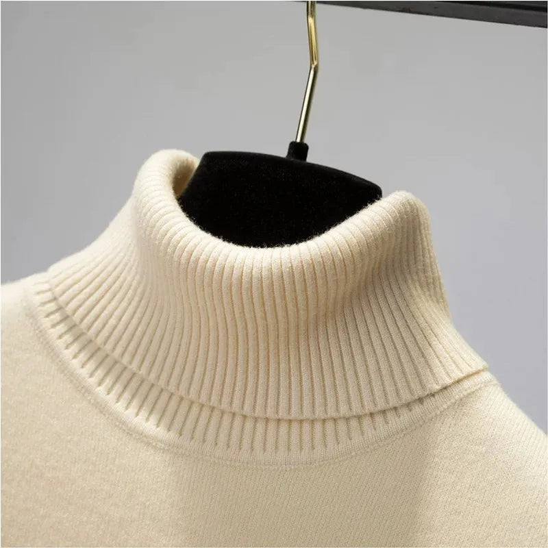 Women's Elegant Turtleneck Warm Sweater Thicken Velvet Lined Knitted Pullover