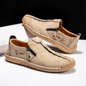 Men's Breathable Hand-Stitching Leather Slip-On Comfortable Shoes