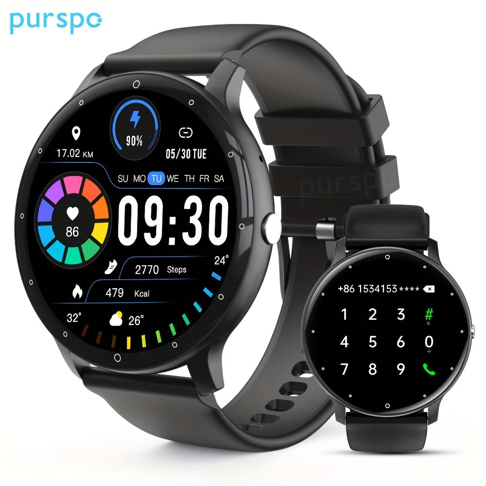 Smartwatch with Wireless Calling, Sleep Monitor, Multi-Sport Modes, AI Voice, Music Control, Fitness Tracker, iPhone & Android Compatible.