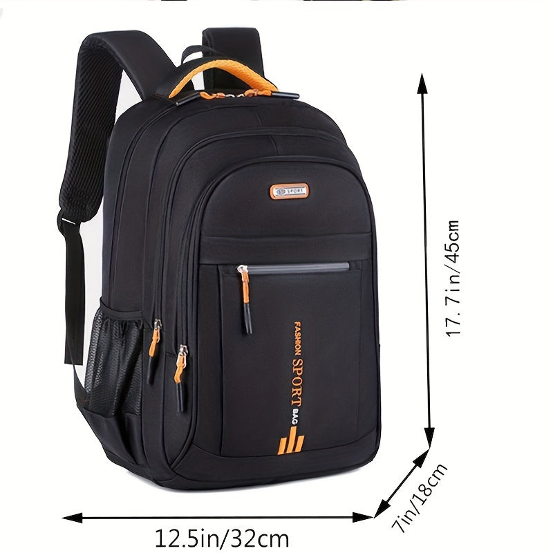 Men's 5 Layers & Water Bottle Straps Design Backpacks, Casual Durable Multi Functional Business Style Knapsacks For Men's Outdoor Activities