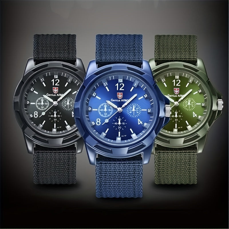 Military Sports Men's Watch Nylon Strap Quartz Wristwatch, Ideal choice for Gifts