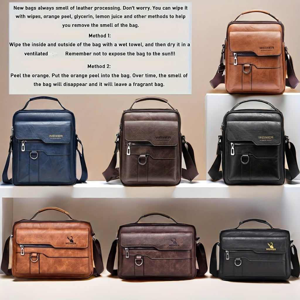 WEIXIER Crossbody Bag, Men's Shoulder Bag Vintage Hand Business Men's Casual Bag Satchel Bag For Men Gift For Father/Anniversary