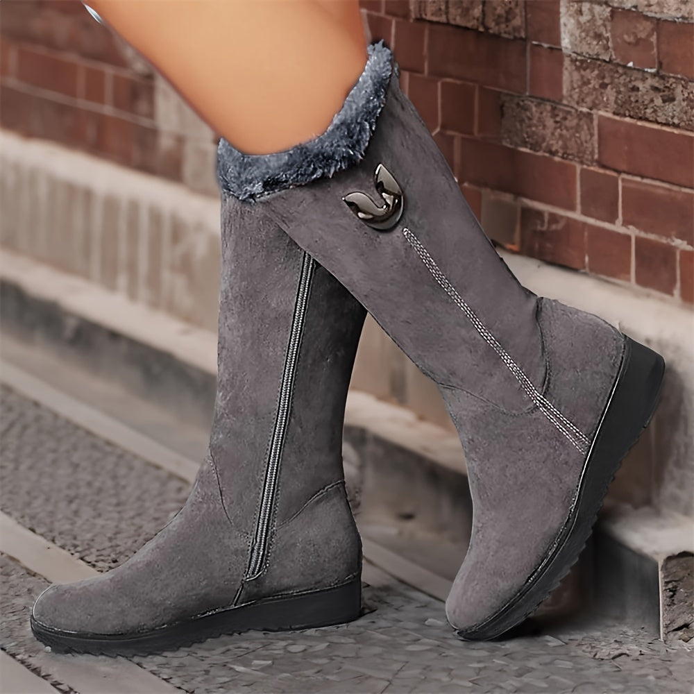 Snow boots winter new Women&#39;s boots with plush and thick midsole boots, Women&#39;s flat bottom anti slip boots