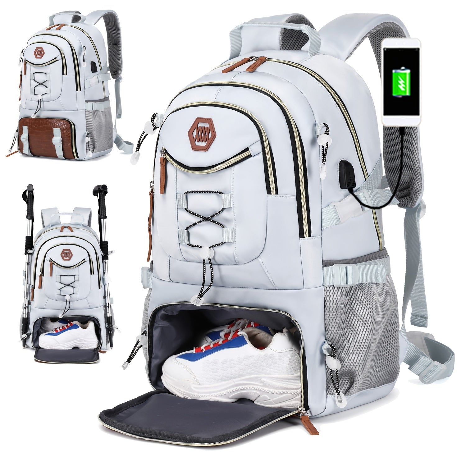 Outdoor Travel Backpack - Large Capacity Sports & Camping Bag, Laptop Backpack with Shoe Storage, Ideal for Men & Women, Perfect for School & Gifts.