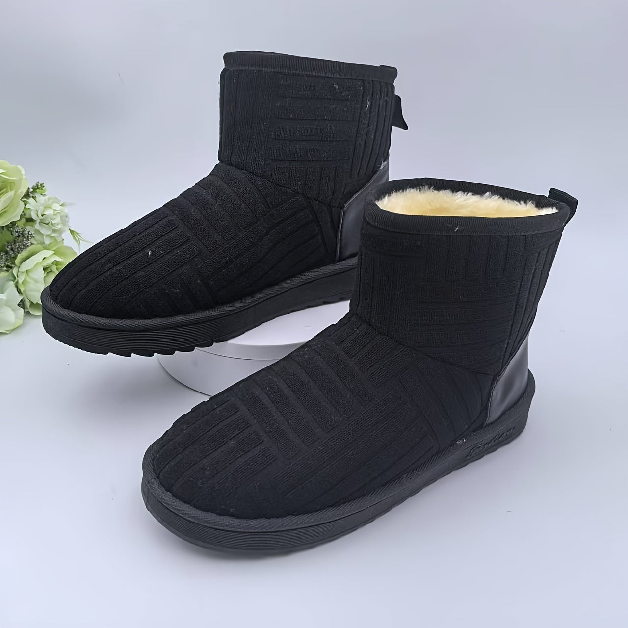 Women's Casual Platform Ankle Boots, Plush Velvet Warm Winter Boots With Low Heel, Soft Lining, Comfortable And Stylish For Everyday Wear